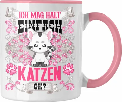 Produktbild von Trendation - Katzen Tasse Geschenk Katzen Mama Besitzer Spruch Geschenkidee Ich Mag Halt Einfach Katzen Ok (Rosa)