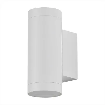 Produktbild von V-TAC VT-11015 LED Wandstrahler rund Aluminium 2x GU10 Lampenfassung matt weiß Farbe IP54 sku 2970