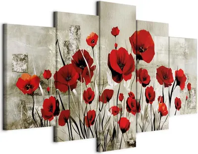 Produktbild von Italienischer Leinwand Leinwandbild - Scarlet Field 225x112.5 cm Blumen b-A-0001-b-o
