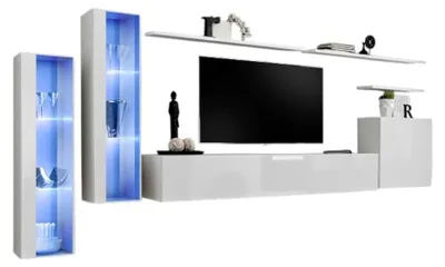 Produktbild von Meublorama AM-SWITCH 11-WW SW 11*7C/89KG, Weiß, Mitteldichte Faserplatte (MDF), 8 Regale, 4 Tür(en), 400 mm, 3300 mm