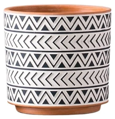 Image de Pot en terre cuite avec motif géométrique