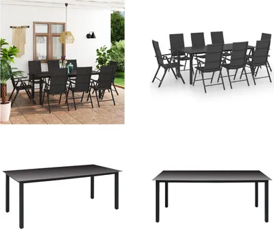 Image de vidaXL 9 pcs. Salon de jardin noir - Salon de jardin - Salons de jardin - Salons de jardin