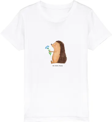 Produktbild von Mr. & Mrs. Panda Kleinkinder T-Shirt Igel Blumen 12-14 Jahre (152/164) - Weiß - Geschenk, Lustige Sprüche, Kindershirt, Gute Besserung, Krankheit, Teenager, Mädchen