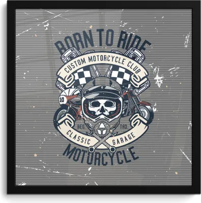 Produktbild von MuchoWow® MuchoWow® Gerahmtes Poster Mancave - Motor - Flagge - Schädel - Retro 40x40 cm - Poster mit zchwarzem Bilderrahmen - Mit Rahmen - Wanddekoration Schlafzimmer