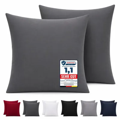 Produktbild von Komfortec Premium Kissenbezug 80x80 cm – 2er Set – Kissenhülle mit Reißverschluss – 100% gebürstete Mikrofaser– Superweich – Anthrazit Kopfkissenbezug, KI-generiertes Bild
