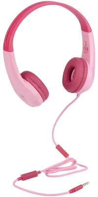 Obrázok produktu pre Detské slúchadlá Motorola Sound JR200 s káblom - obmedzovač hlasitosti 85 dB a rozdeľovač zvuku - BPA Free - od 3 rokov - ružové
