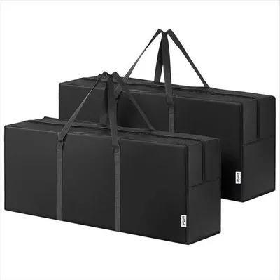 Obrázok produktu pre 2x úložná taška na záhradné vankúše - 125 x 30 x 50 cm - S rukoväťou a zipsom - Úložná taška na vankúše - Čierna