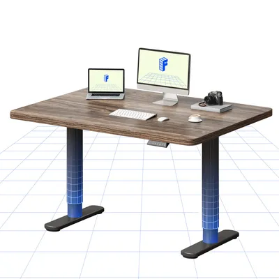Produktbild von FLEXISPOT CylineX Höhenverstellbarer Schreibtisch 120x80cm mit eleganten abgerundeten Tischbeinen, 25mm einteiliger Tischplatte 80 kg Tragkraft Braun