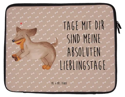 Produktbild von Mr. & Mrs. Panda Laptop Tasche Hund Dackel 20 x 28 cm - Hundeglück - Geschenk, Laptoptasche, Hunde, Herz, Laptophülle, Hülle, Sprüche, Case, Sleeve