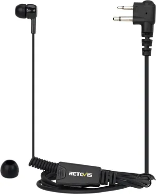 Produktbild von Retevis Funkkopfhörer mit Mikrofon, Einziehbarer Spulenhörer, Kompatibel mit Walkie Talkies 2-polige Walkie-Talkie-Kopfhörer mit Mikrofon (1 Stück)