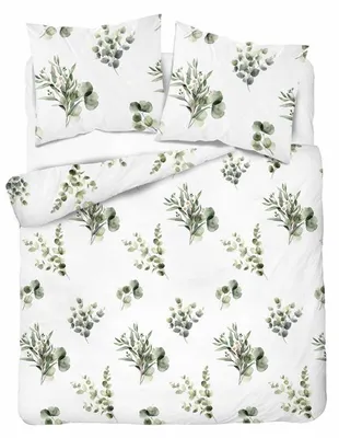 Image de Linge de lit, parure de lit en satin, 100 % coton, haute qualité, 160 x 200, 5801a Feuilles vertes