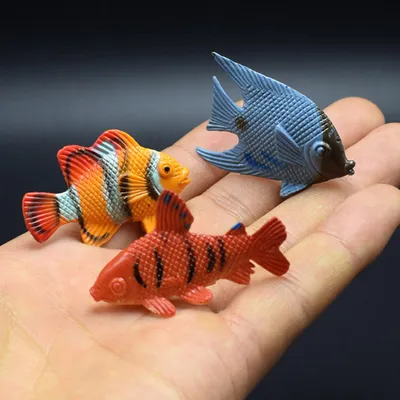 Image de 12 pièces Mini poissons de mer tropicaux Figurines d'animaux domestiques Jouets PVC Piscine Éducation précoce Marine