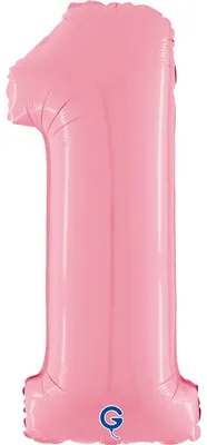 Immagine prodotto di Palloncino in foil numero 1, rosa, rosa pastello, 66 cm, Grabo