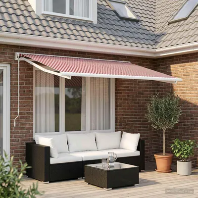 Image de vidaXL Tissu de remplacement pour store, rouge et blanc, 500 x 300 cm, polyester
