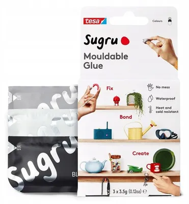 Produktbild von tesa Sugru formbar Allzwckkleb 3er schw./weiss/gr eng. Vers.