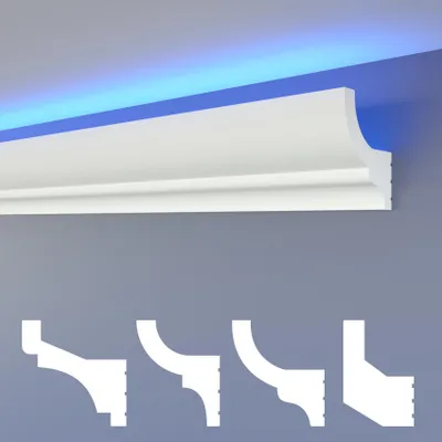 Produktbild von HEXIMO LED Stuckleisten klassisch, XPS Styropor indirekte Beleuchtung Wand- & Deckenleisten Lichtvoutenprofil (Muster HLED 10)