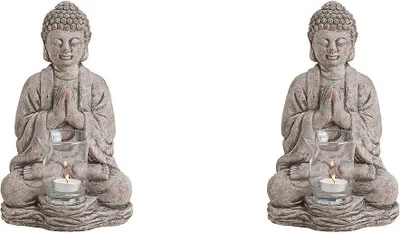 Produktbild von Teelichthalter Buddha 2er-Set, ca. 18 x 15 x 30 cm
