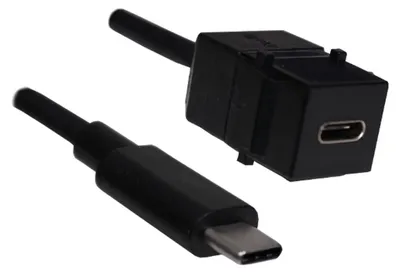 Zdjęcie produktu dla BACHMANN Złącze Keystone USB 3.1, gniazdo/wtyczka PD 60W typu C, 0,5 m