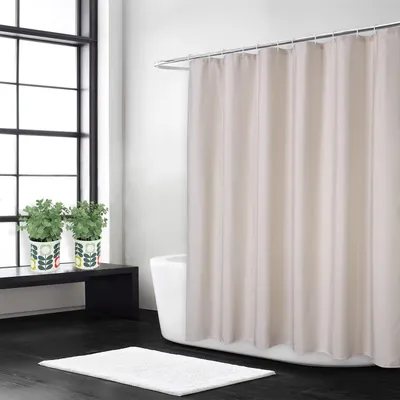 Produktbild von Duschvorhang aus Leinen, 240 g/m² schweres Gewebe, mit Haken,  Hotelqualität, waschbar, elfenbeinfarben, 180 x 180 cm