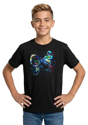 Produktbild von Spreadshirt BMX MTB Mountainbike Sprung Geschenk Geschenkidee Teenager T-Shirt, 152/164 (12-14 Jahre), Schwarz