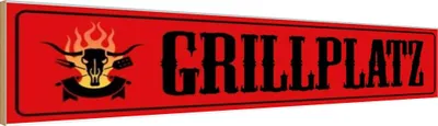 Produktbild von vianmo Holzschild 10x46 cm Grillpltz Grillen Geschenk