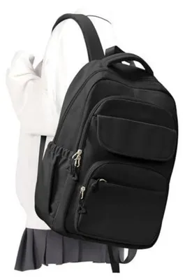 Image de Sac à dos pour adolescents, filles et garçons, avec compartiment pour ordinateur portable, imperméable, noir