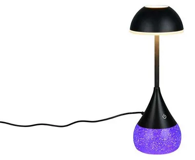 Image de Lampe de table LED, métal, noir, variateur d'intensité sensorielle, H 28,3 cm