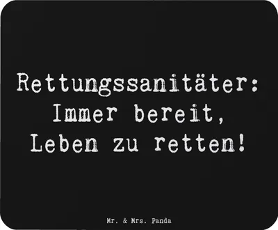Produktbild von Mr. & Mrs. Panda Mauspad Spruch Rettungssanitäter Held - Schwarz - Geschenk, Mousepad, Würdigung, laptop, Geschenke, Erste Hilfe, Anerkennung, mausteppich, Lebensretter