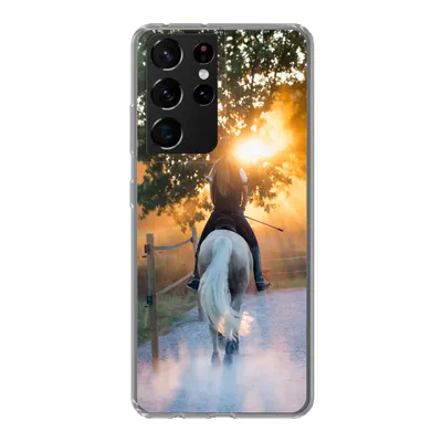 Produktbild von MuchoWow® Handyhülle Schutzhülle Hülle für Samsung Galaxy S21 Ultra Pferd - Sonne - Sand Silikon Softcase Handy Hülle - Mobiltelefon