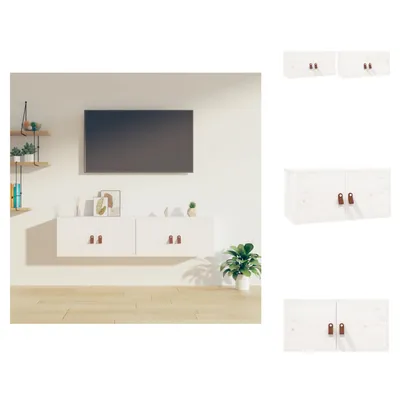 Obrázek produktu pro vidaXL Nástěnné skříňky 2 ks. Bílé 60x30x30 cm z masivního borovicového dřeva - Nástěnné police