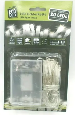 Produktbild von Eco Led Lichterkette,20 Leds,47 Lumen,2,4m Gesamtlänge,Warm Weiss,Indoor