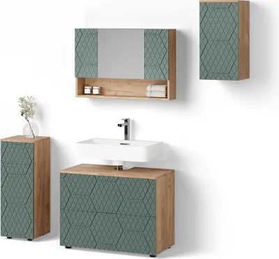 Immagine prodotto di Set mobili bagno Livinity Ronco Quercia verde/oro 4 parti, Model 52941
