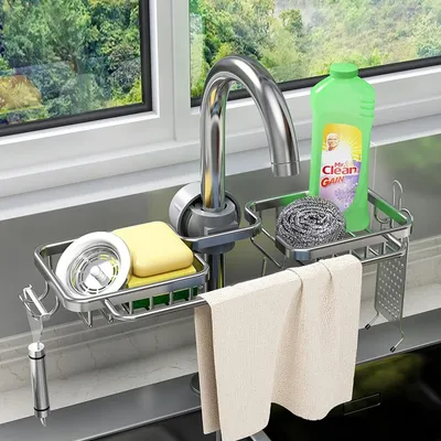 Produktbild von Schwammhalter für den Wasserhahn, Küchenspülen-Organizer, Hängeablage für den Wasserhahn, Abtropfgestell für die Spüle