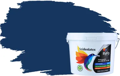 Produktbild von RyFo Colors Seidenlatex Trend Blautöne Marineblau 3l  - bunte Innenfarbe, weitere Blau Farbtöne und Größen erhältlich