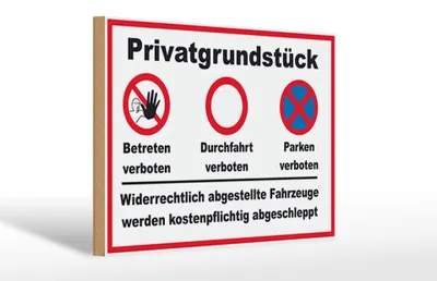 Produktbild von Holzschild  Hinweis Privatgrundstück, 30 x 20 cm, Holzschilder Achtung Widerrechtlich
