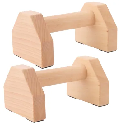 Productafbeelding van Parallettes Premium Houten - Antislip Push-Up Handgrepen - Calisthenics - Gymnastiek - Straattraining - Set van 2 - Fitnessstangen