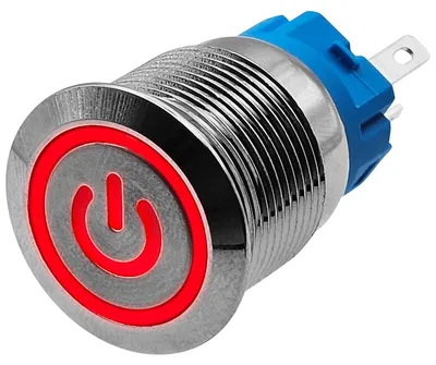 Produktbild von ProRide Metall-Momenttaster OFF-(ON) 19mm 12V/24V mit roter LED-Beleuchtung