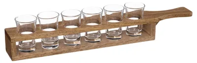Produktbild von Serviertablett für Shots, Holz, 6 Schnapsgläser