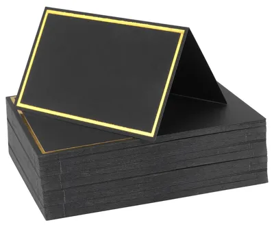 Image de 150 marque-places noirs avec feuille d'or