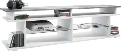 Produktbild von Vladon TV Board Movie V3 Game On 138,5 x 39 x 37,5 cm , Korpus in Weiß matt, Game Aufsatz in Avola-Anthrazit