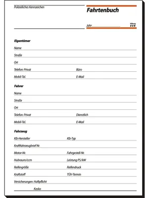 Produktbild von SIGEL FA513 Fahrtenbuch, für Pkw, mit Klammerheftung, A5, 32 Blatt