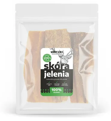 Produktbild von Uniszki Hirschhaut, natürlich getrockneter Hundesnack, 100 g