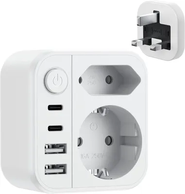 Produktbild von Reiseadapter VK, Steckeradapter für den europäischen Stecker, passend für britische Steckdosen
