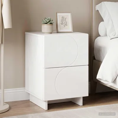 Image de vidaXL Table de chevet blanche, 33,5 x 34,5 x 50 cm, en panneaux de particules