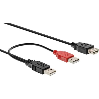 Produktbild von InLine® USB 2.0 Y-Anschlusskabel, 2x Stecker A an Buchse A, 0,2m