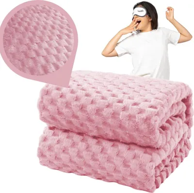 Immagine prodotto di Accogliente coperta copriletto a quadri rosa in rilievo 160x200 cm regalo di onomastico