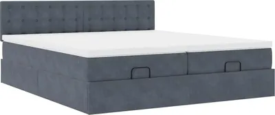 Produktbild von Ottoman-Bett mit Matratzen Dunkelgrau 160x200 cm Samt