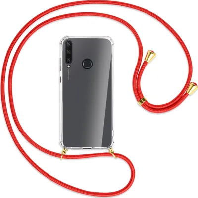 Produktbild von Handykette Backcover-Schutzhülle mit Band (Metall goldfarben) für Huawei Y6p - rot
