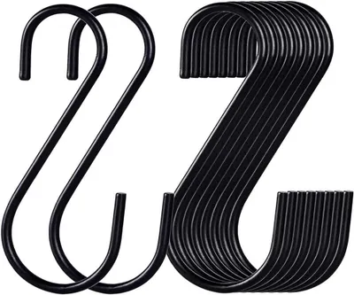 Produktbild von Set aus 30 S-Haken, S-förmige Metallhaken, Haken für Küche, Badezimmer, Schlafzimmer (schwarz)
