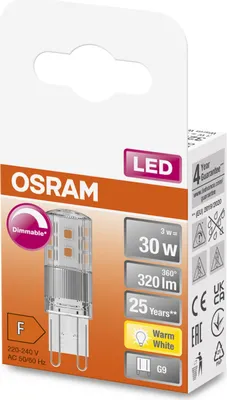 Immagine prodotto di OSRAM Lampada PIN LED dimmerabile con base G9, bianco caldo (2700K), 350 lumen, vetro trasparente, confezione singola